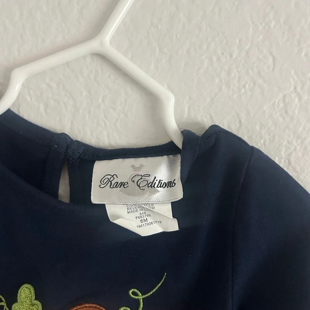 Rare Editions Baby Halloween Pumpkin Outfit Romper Navy Blue Ruffles 6 Months
